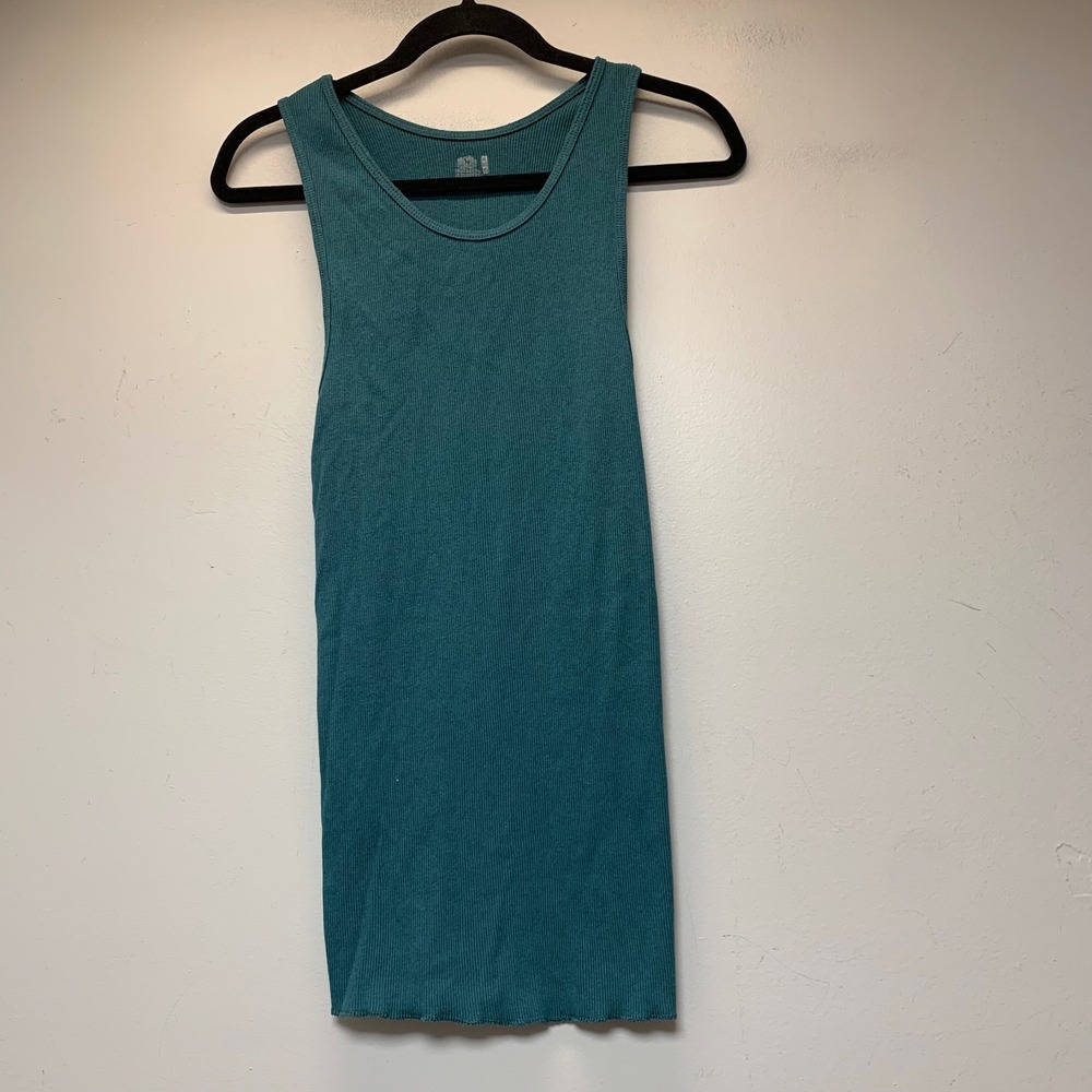 Fruit of the Loom Tank Top Mens XL Teal Excellent Ribbed A-Shirt Cotton Blend